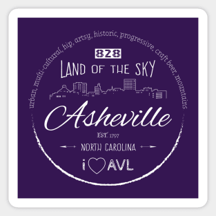 Asheville, NC Word Cloud - WO Purple 16 Sticker